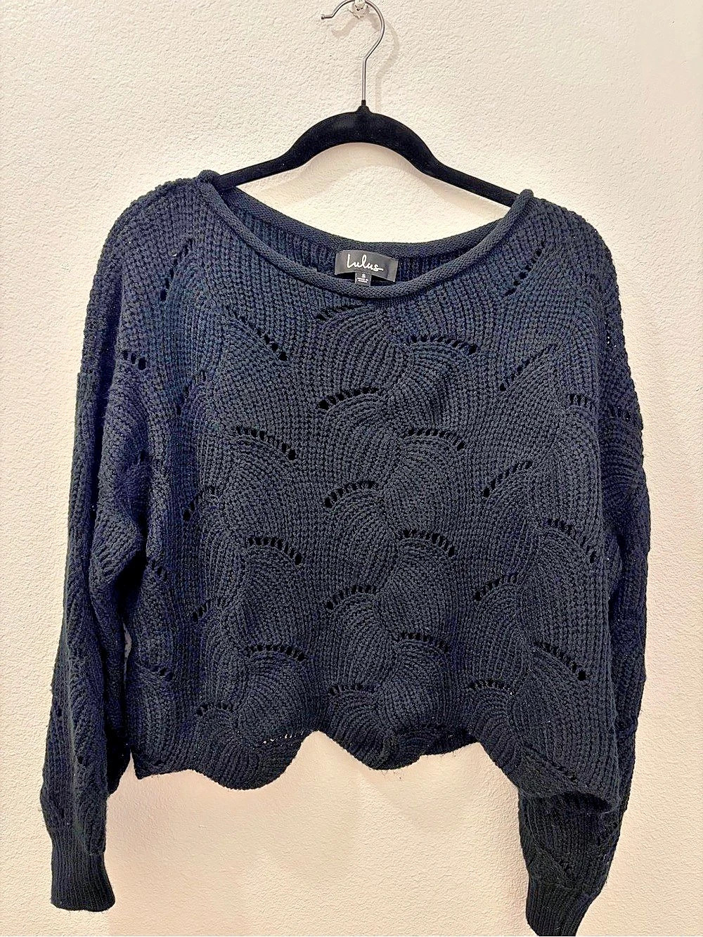 Lulus Moonglow Black Loose Knit Sweater Black Small